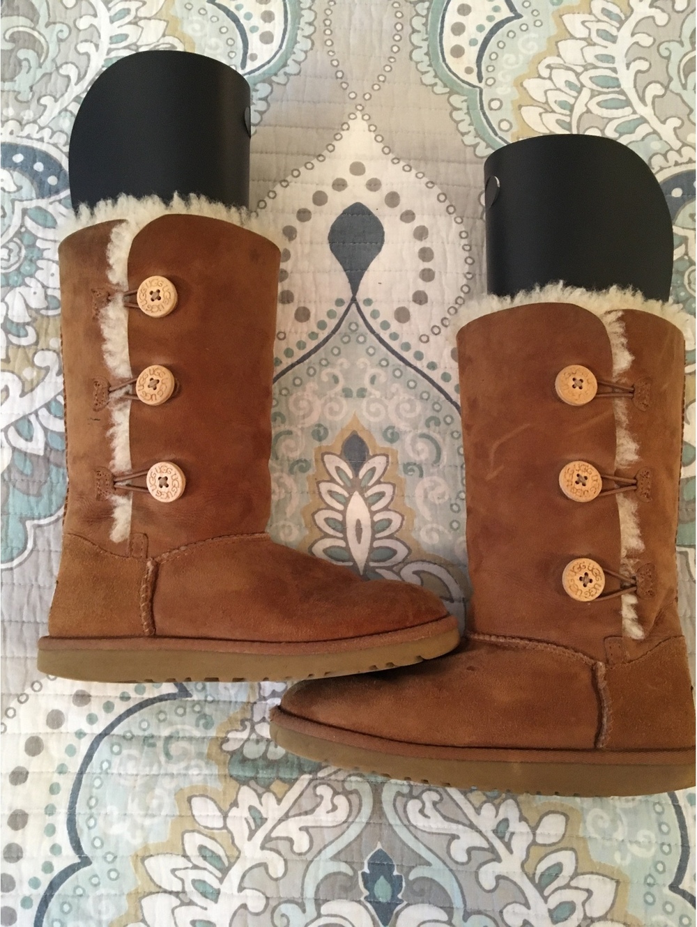 UGG Australia Classic Button Tall Sheepskin Boots Chestnut Size 3